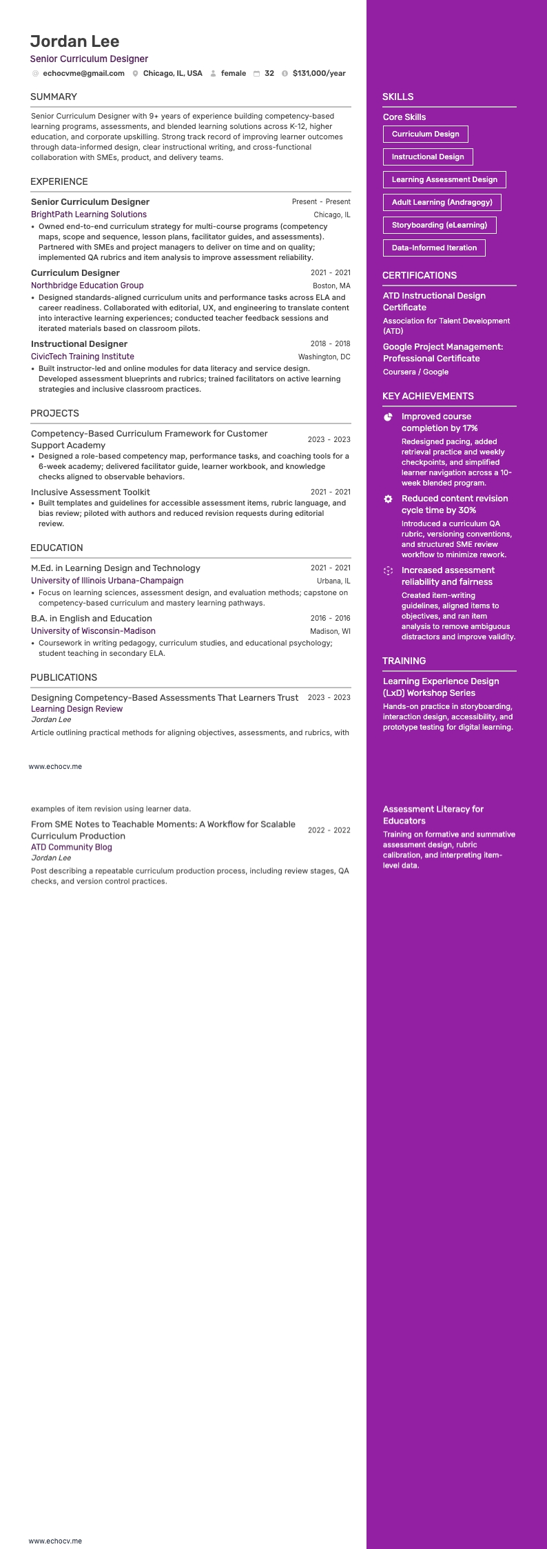 Senior Curriculum Designer full preview