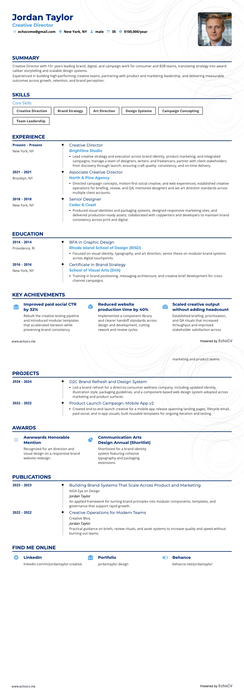 Creative Director example resume