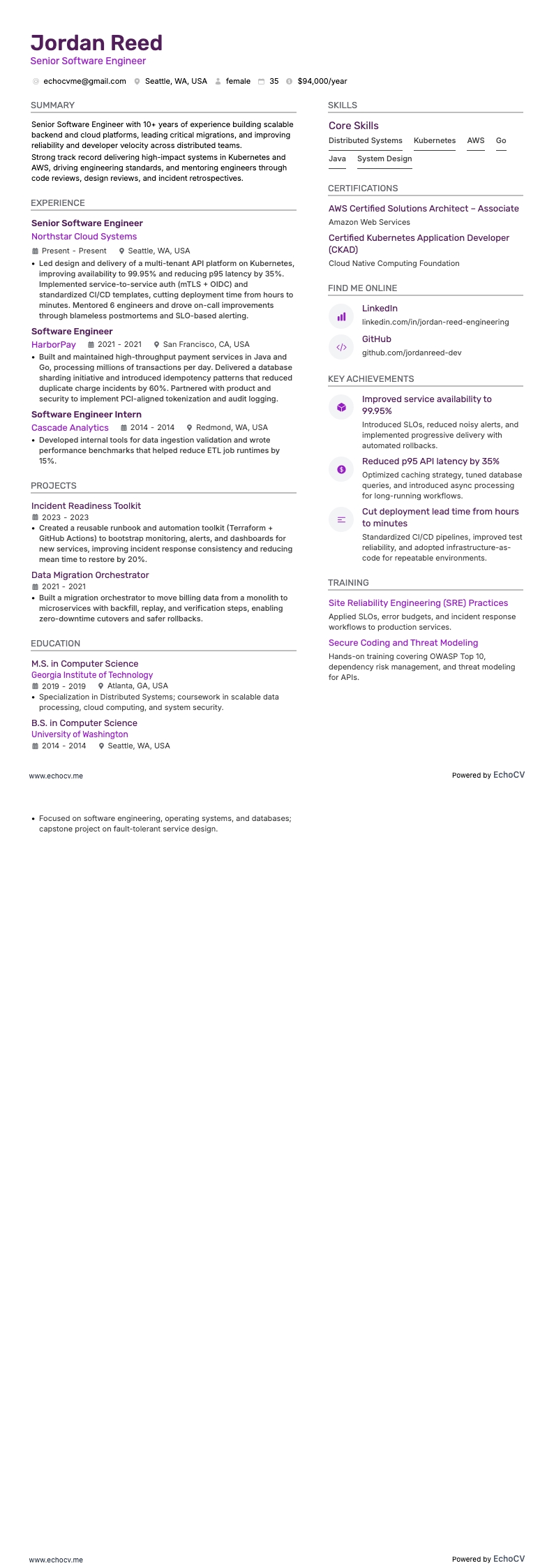 Director of Engineering resume example