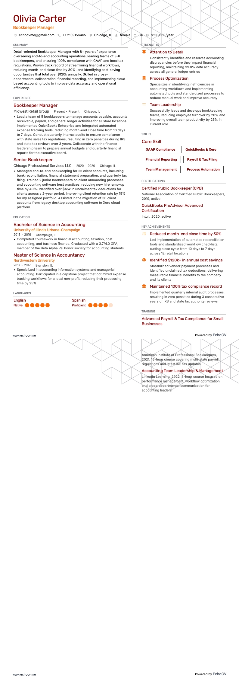 Buchhalter resume example