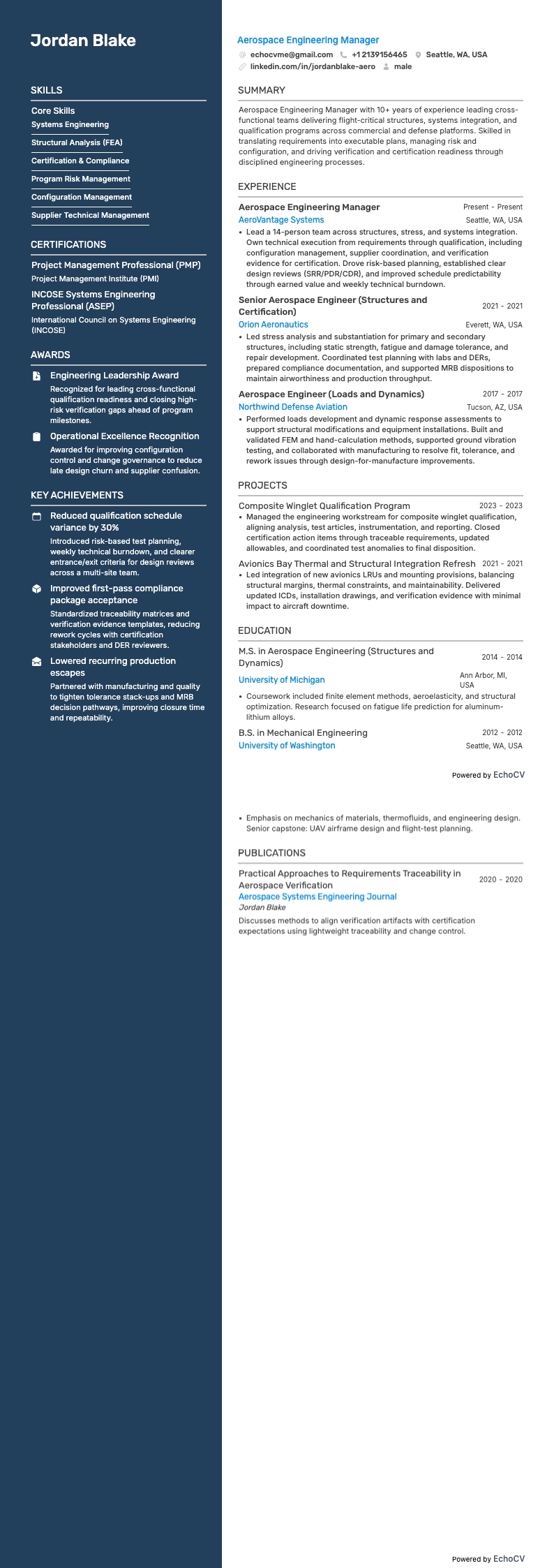 Aerospace Engineering Manager full preview