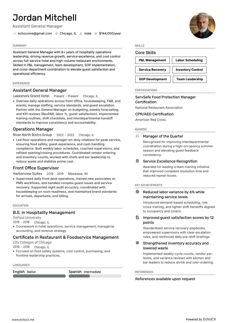 Diretor-geral adjunto example resume