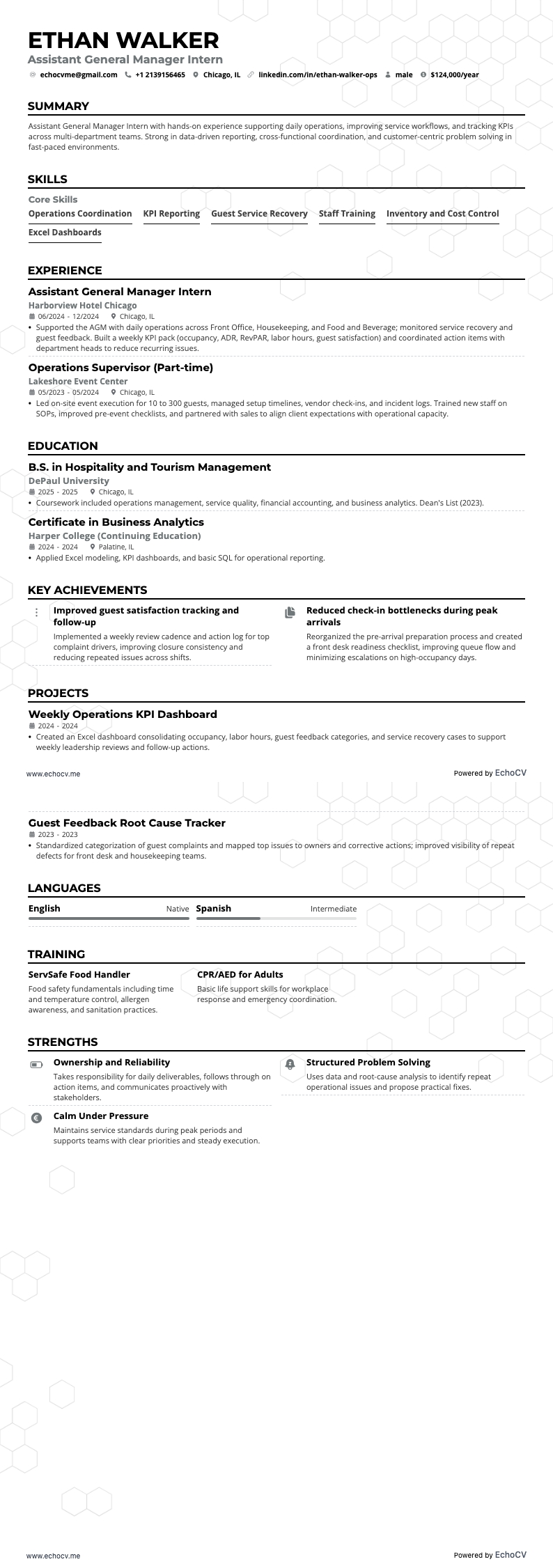 Trợ lý tổng quản lý resume example