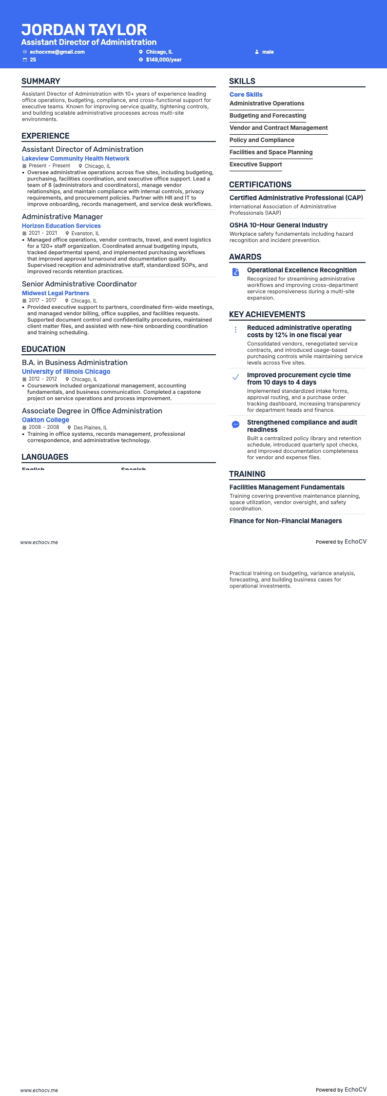 Adjunct-directeur Administratie