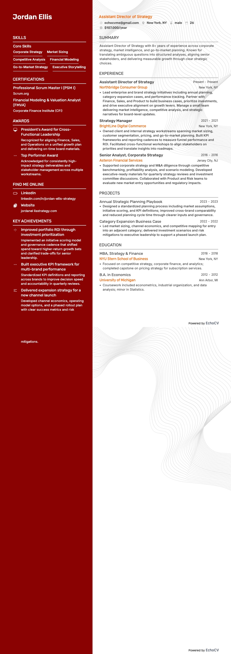 부책임자 resume example