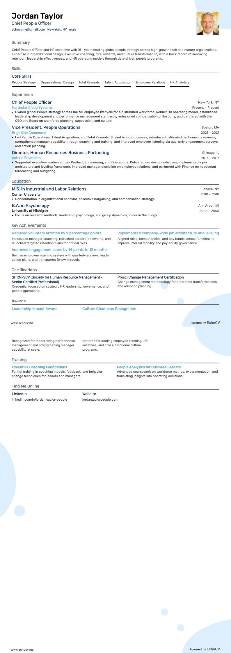 Director de Personas example resume