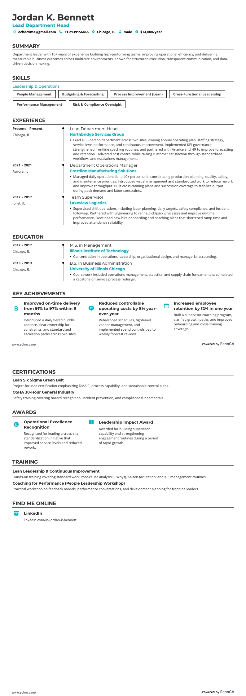 Vista previa completa de Jefe de Departamento Principal