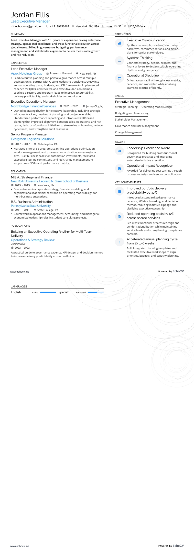 Lead Executive Manager full preview