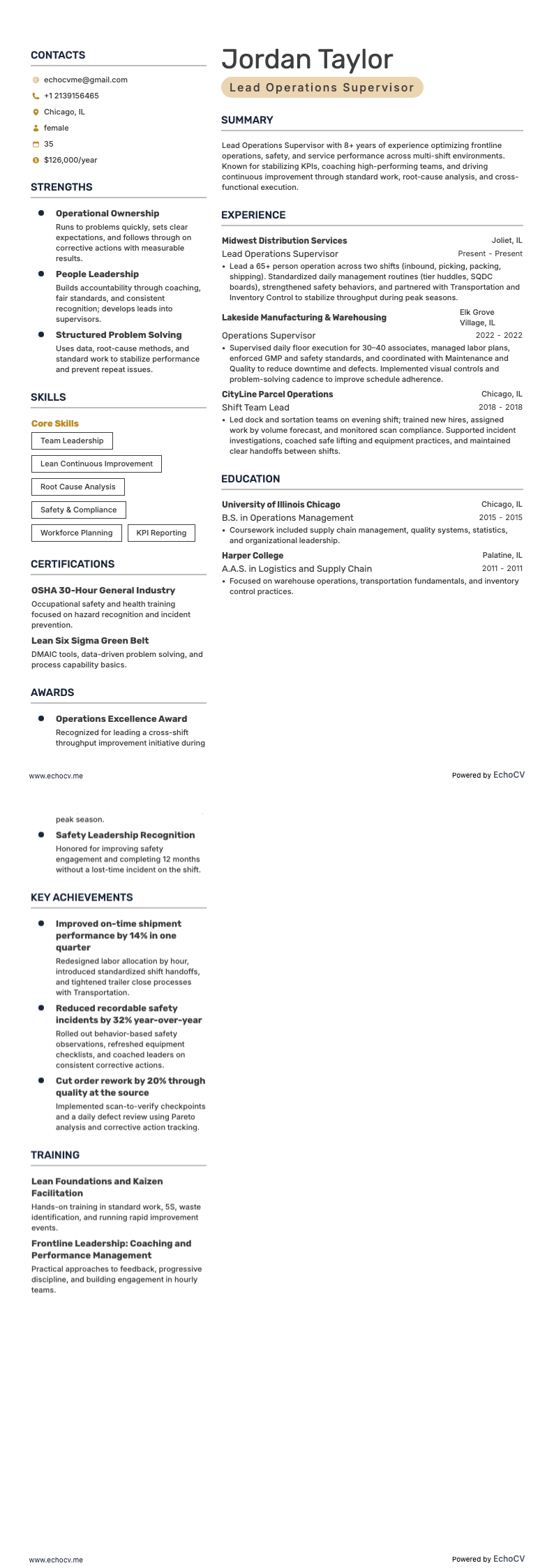 Lead Operations Supervisor full preview