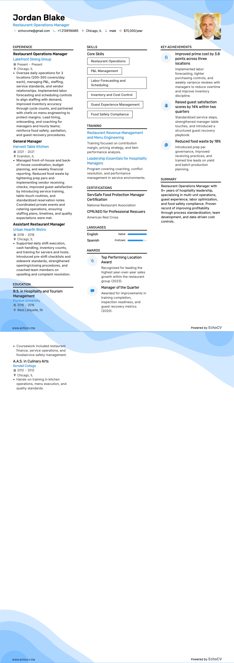 Manager restaurantoperaties example resume