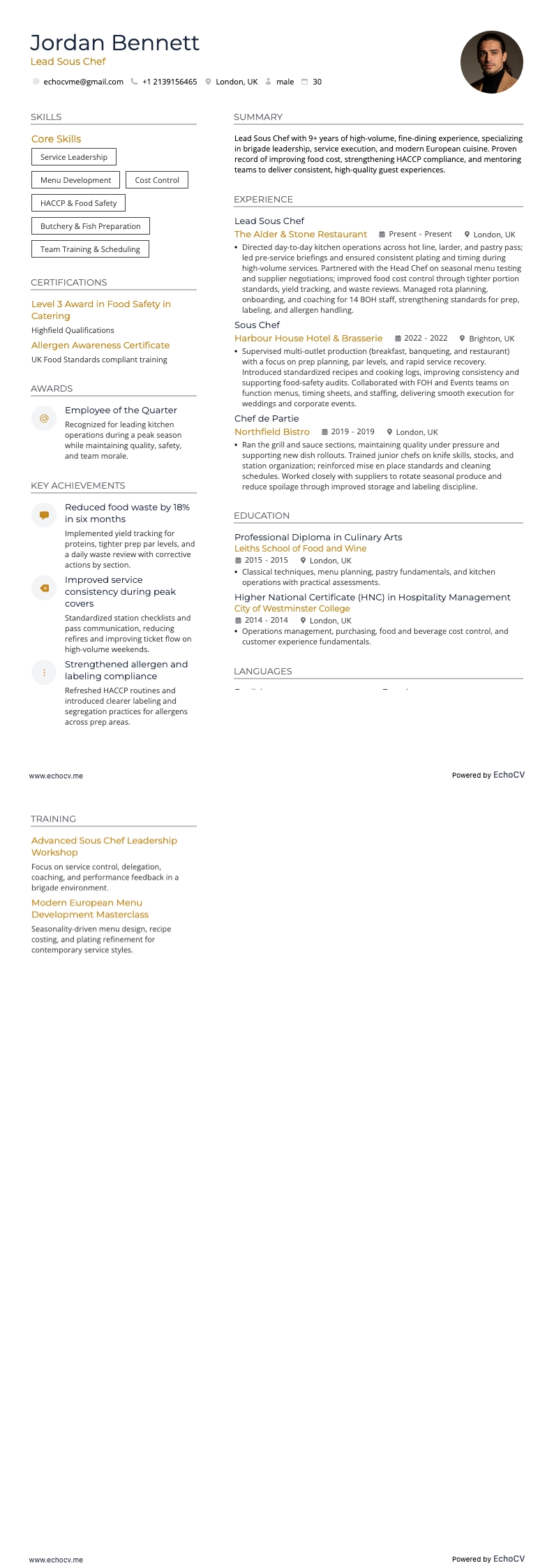 Aperçu complet de Sous-chef principal