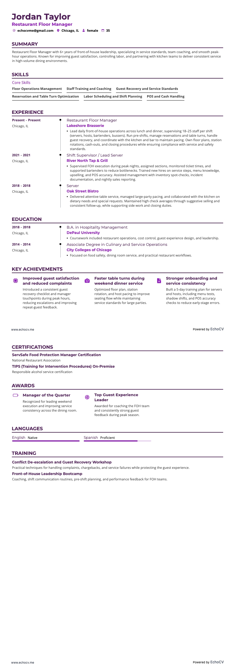 Restaurant Floor Manager full preview