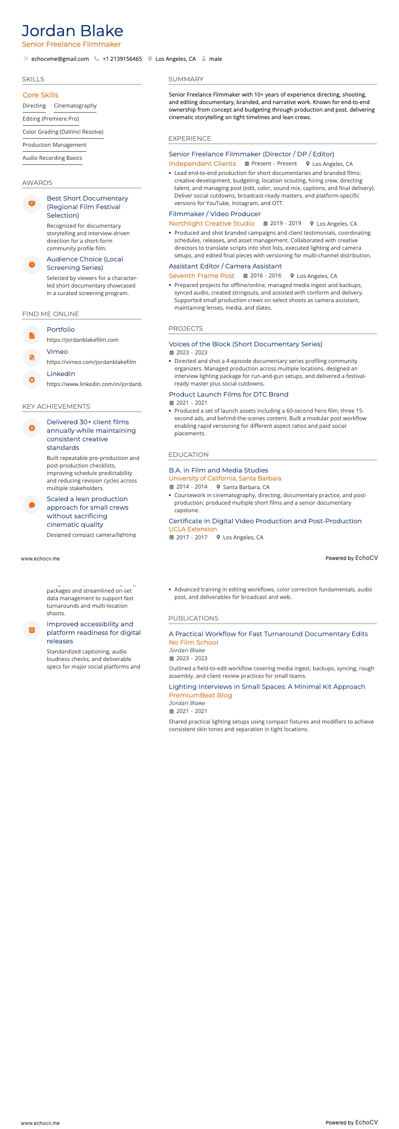 Cineasta freelance sénior