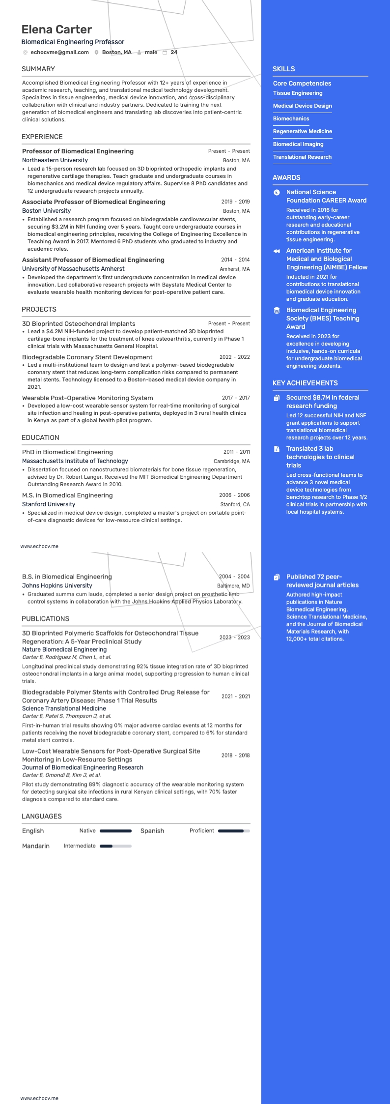 Engineering resume example