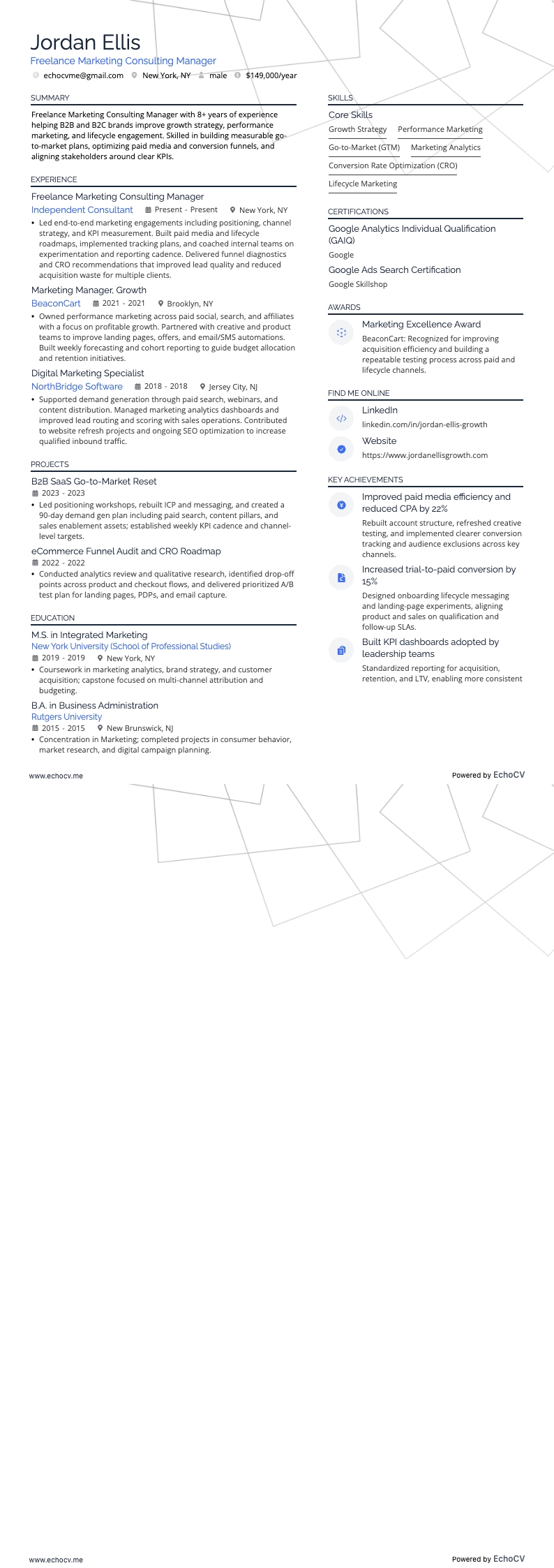 프리랜서 마케팅 컨설팅 매니저 전체 미리보기