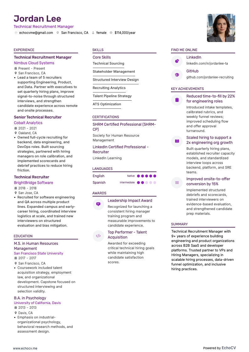 Recruiting-Manager resume example