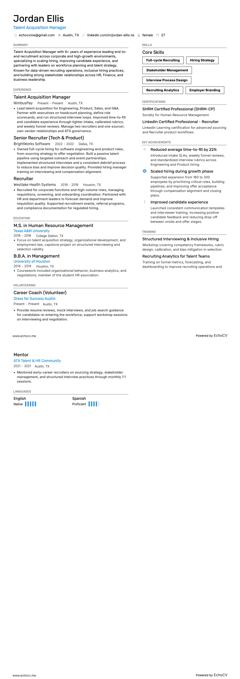 Talent Acquisition Manager full preview