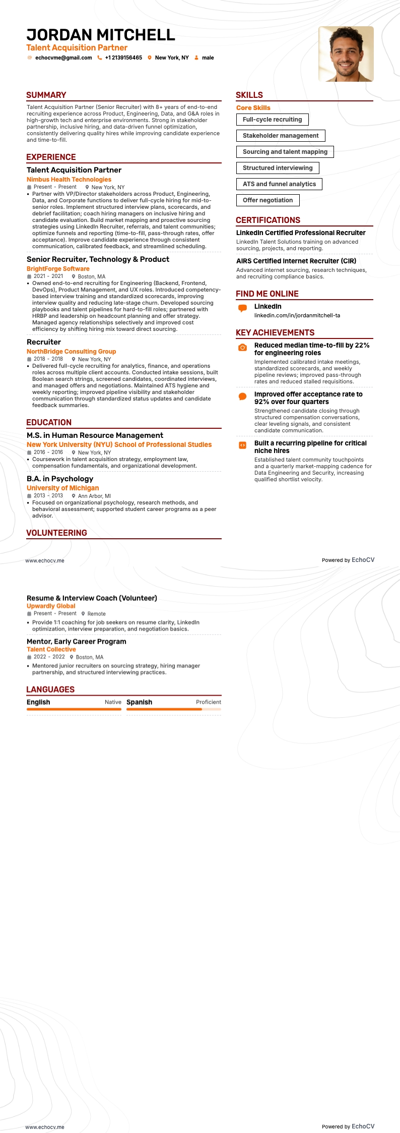 Đối tác thu hút nhân tài example resume