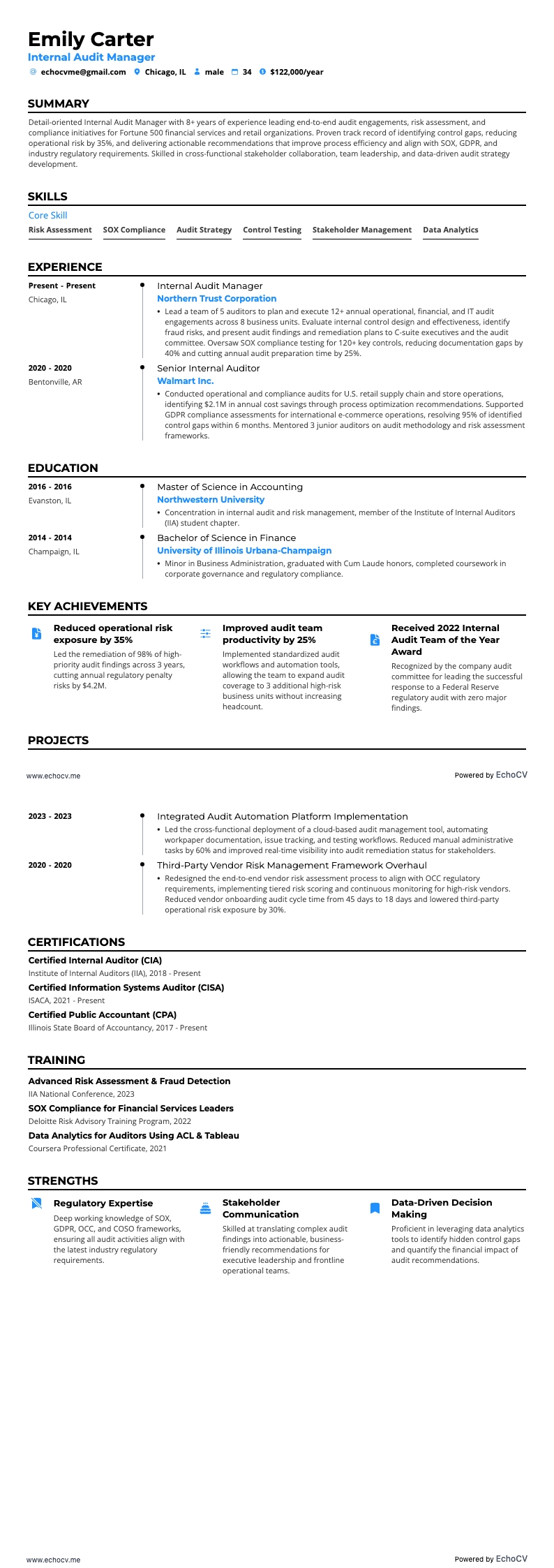 Revisor resume example