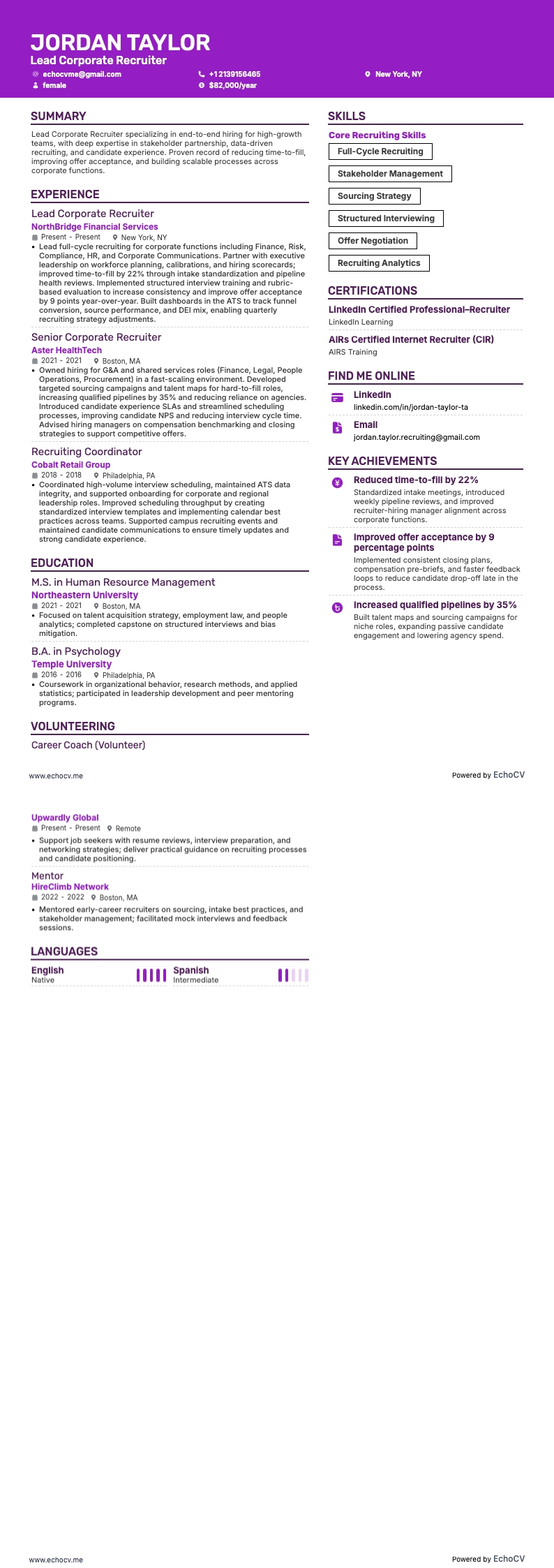 Recruiter Corporativo Principal