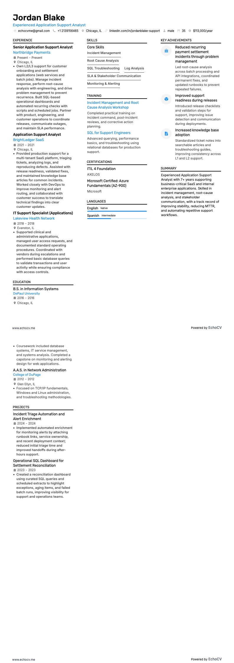 Anteprima completa di Analista di supporto applicativo esperto
