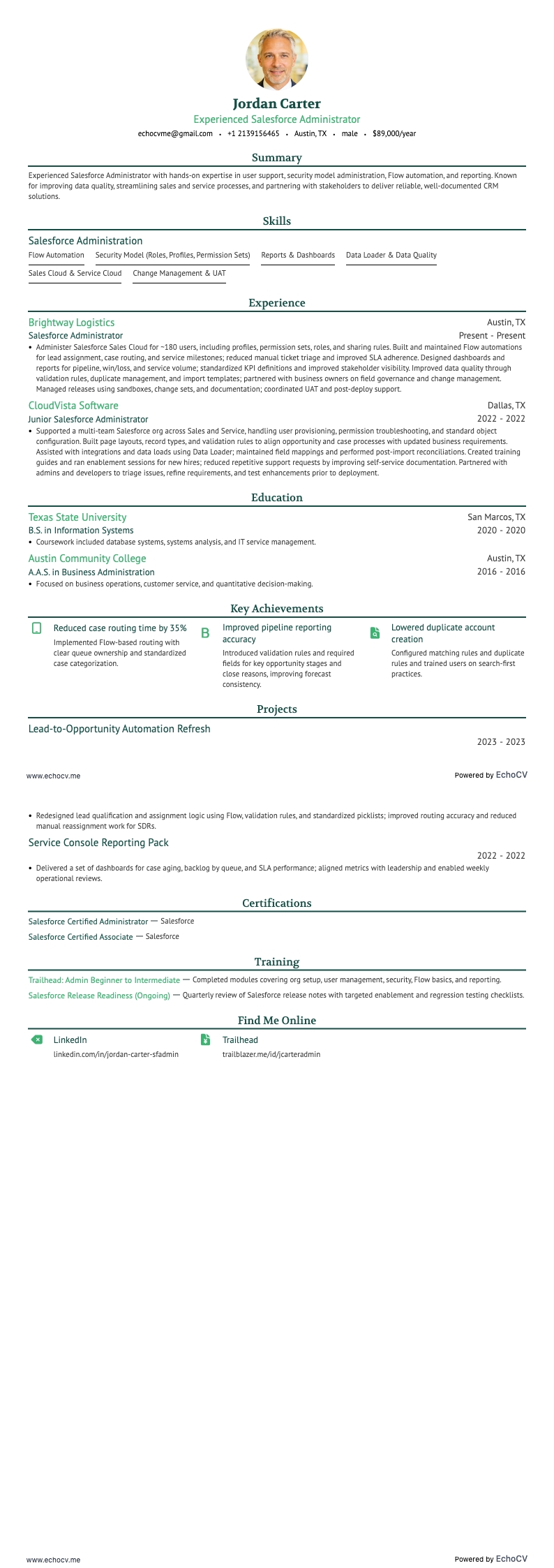 経験豊富なSalesforce管理者 の全体プレビュー