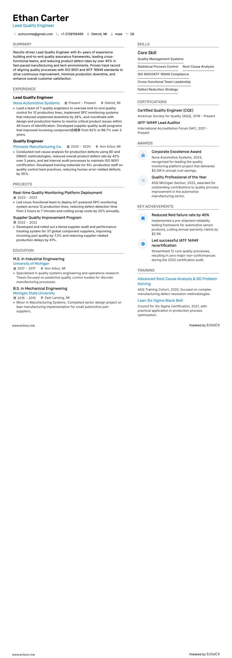 Lead Quality Engineer full preview