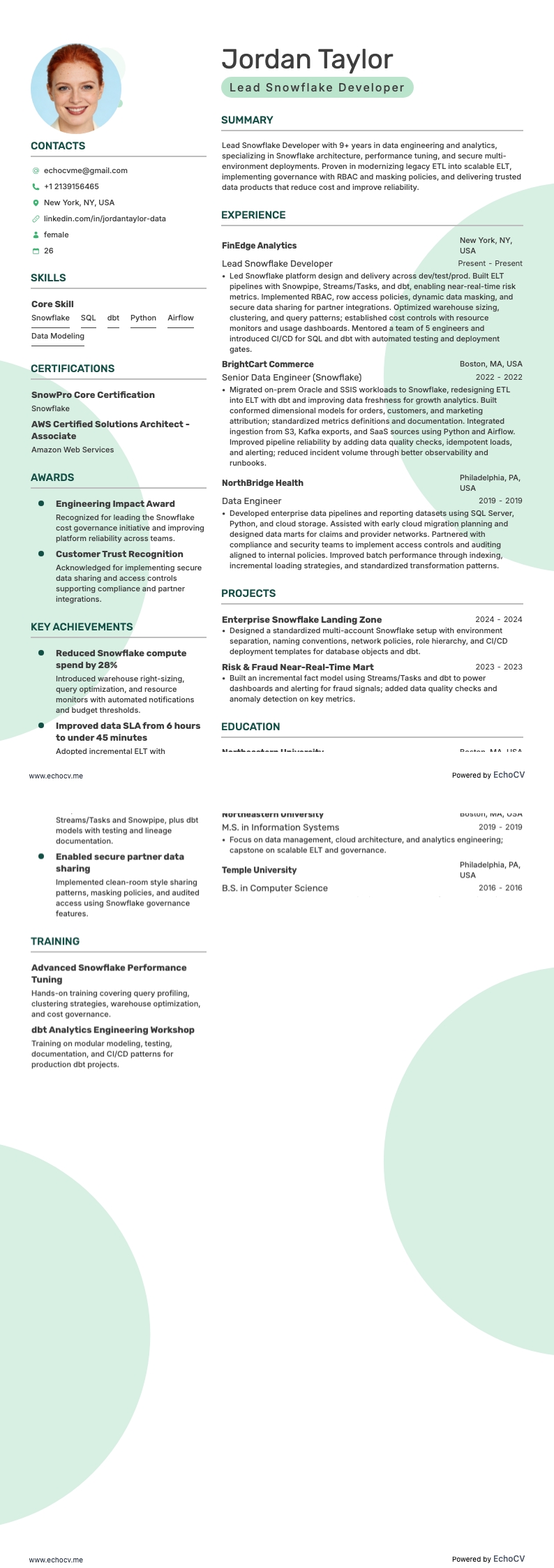 Lead Snowflake Developer full preview