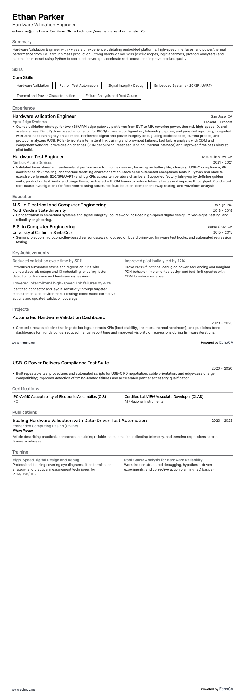 Computeringenieur resume example