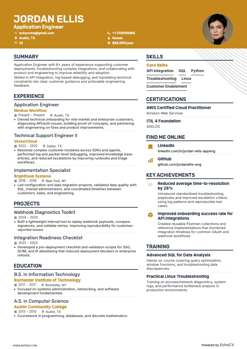 Application Engineer full preview