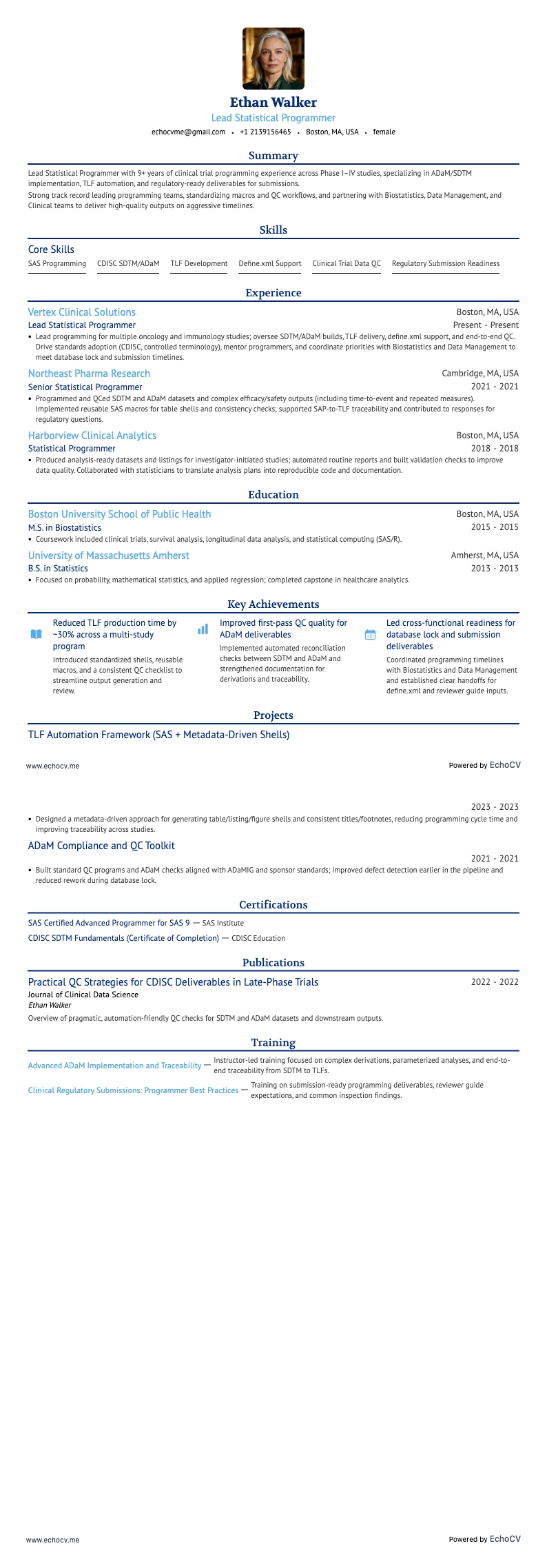 Lead Statistical Programmer full preview