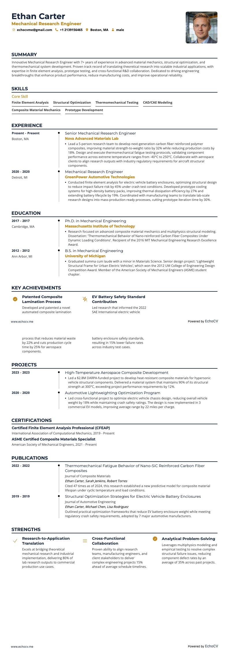 Forskningsingenjör inom maskinteknik example resume