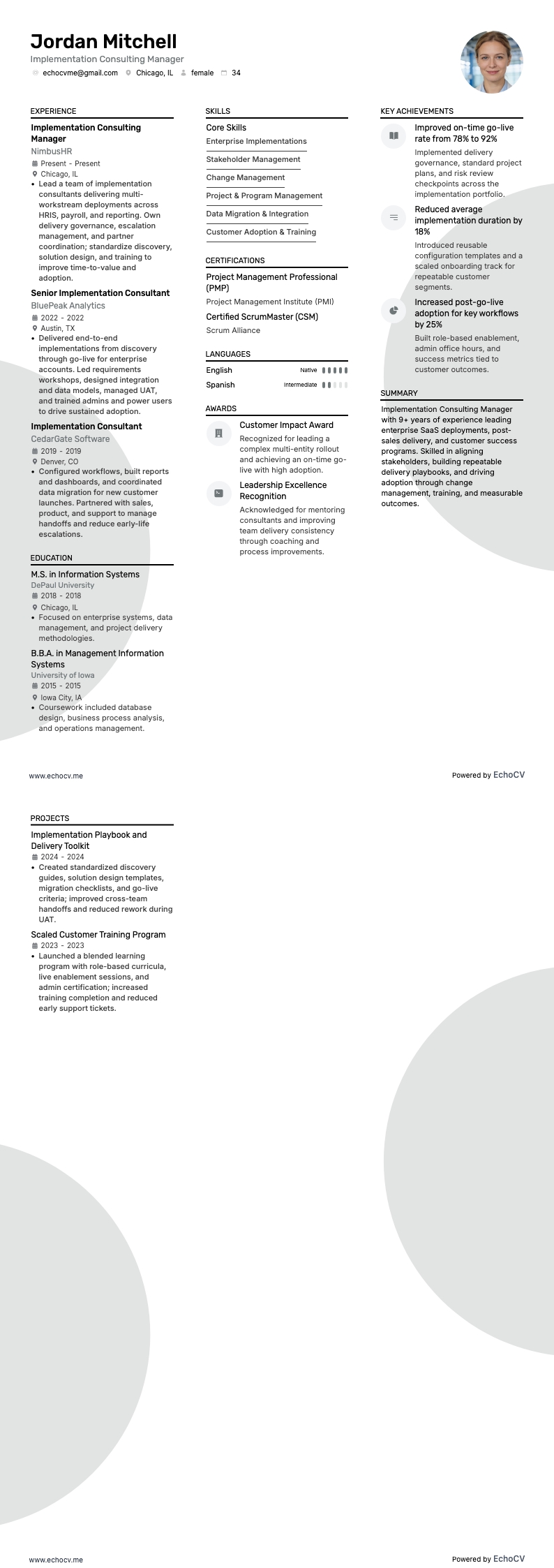 Implementation Consulting Manager full preview