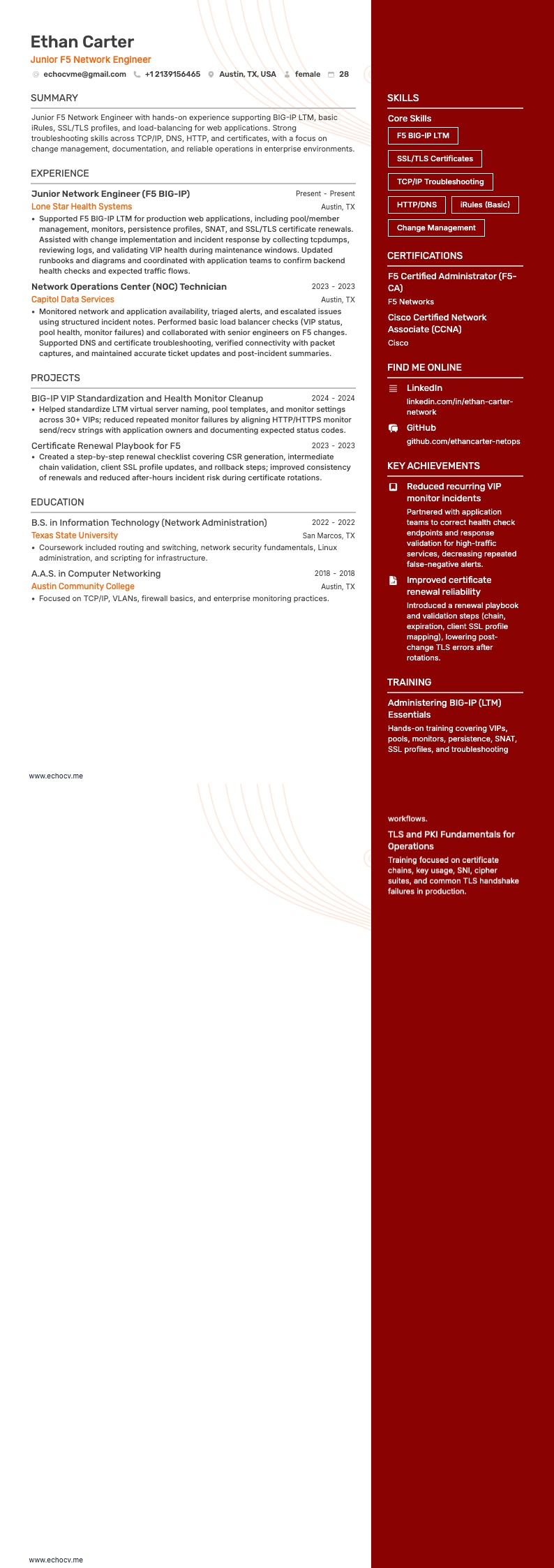 Junior F5 Network Engineer full preview