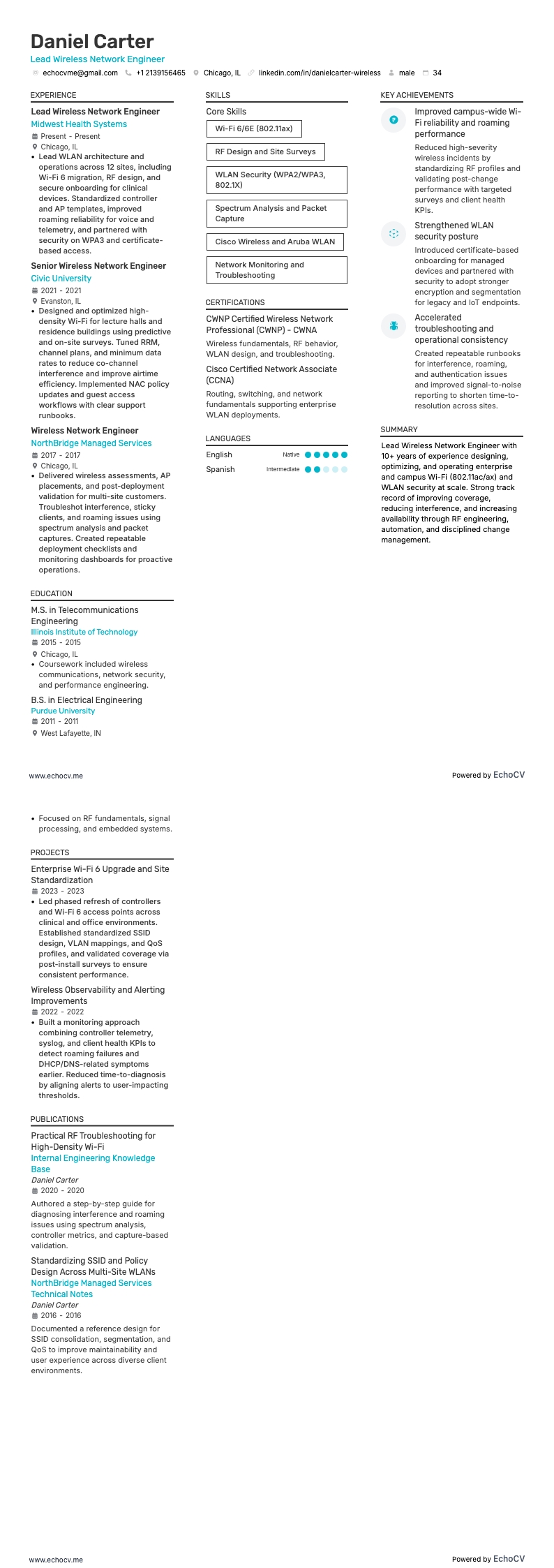 Lead Wireless Network Engineer full preview