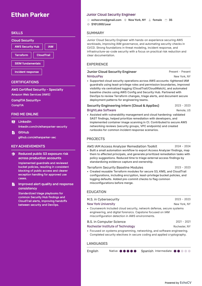 Junior Cloud Security Engineer full preview