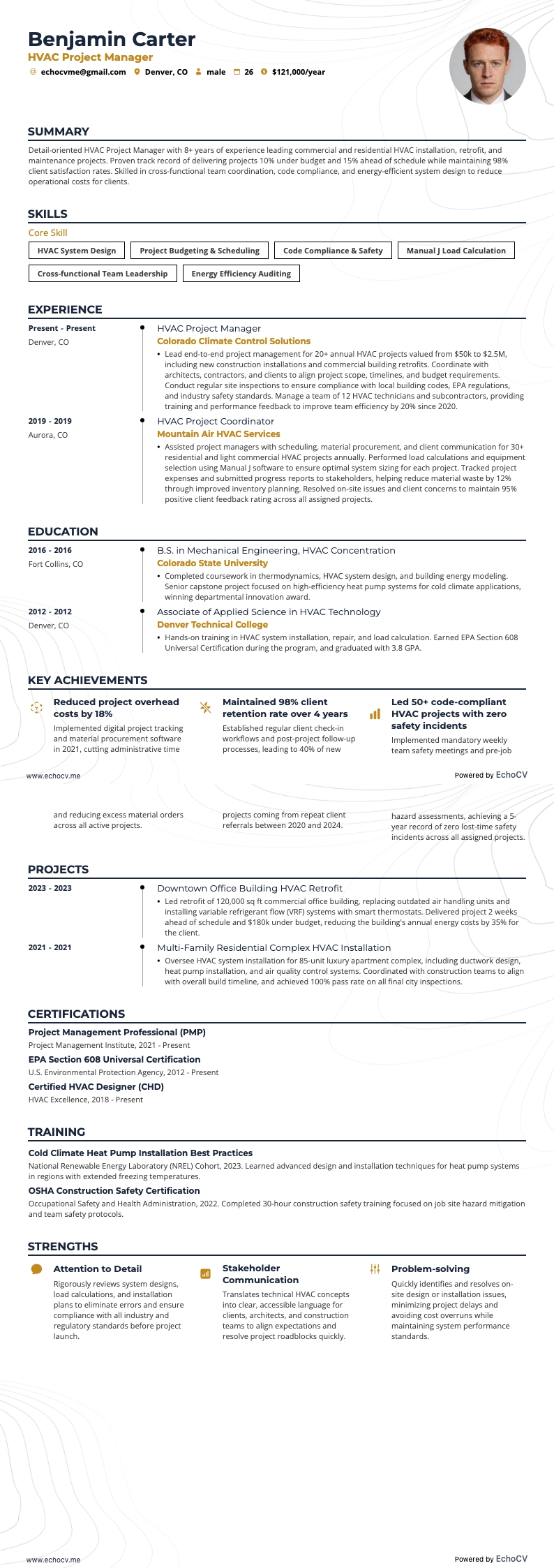 AVAC resume example