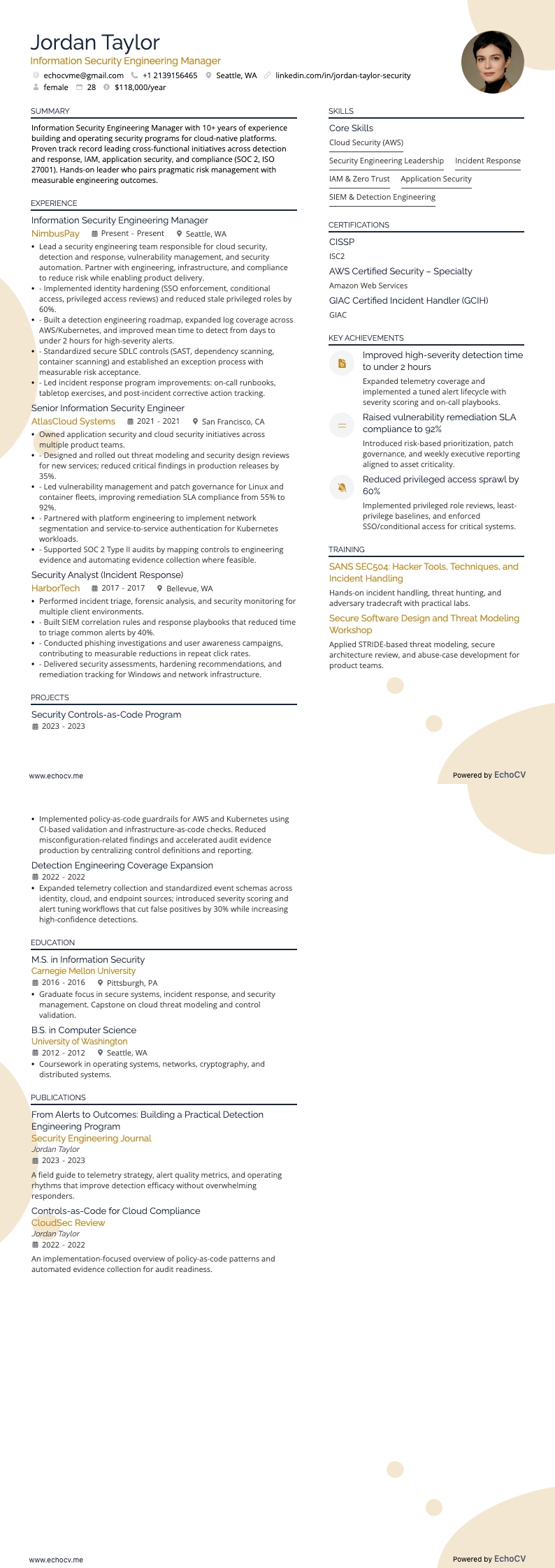 Responsable ingénierie de la sécurité de l'information resume example