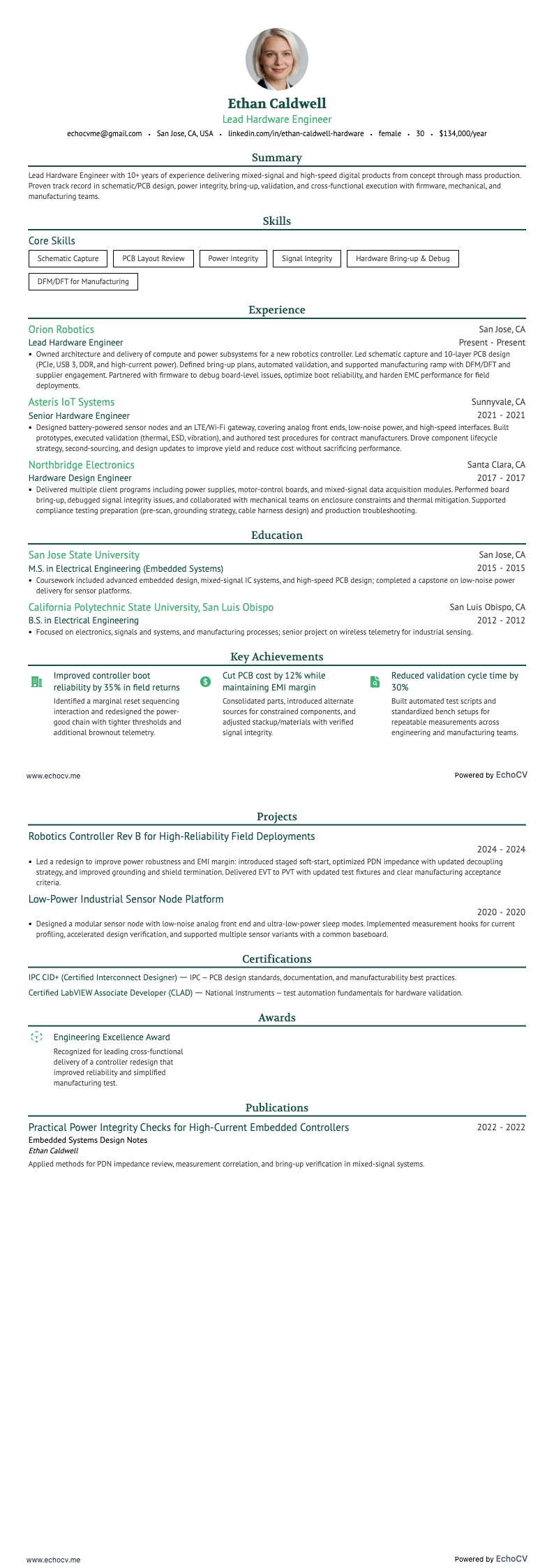 Lead Hardware Engineer full preview