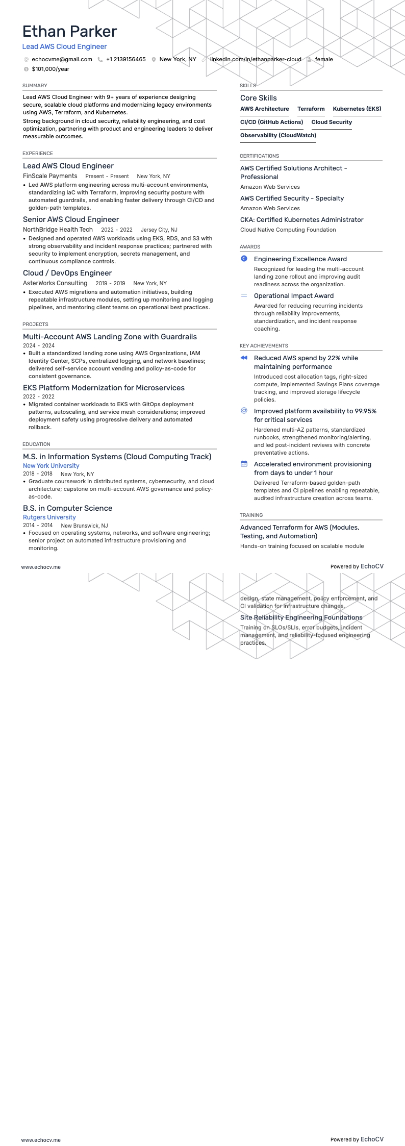 Lead AWS Cloud Engineer full preview