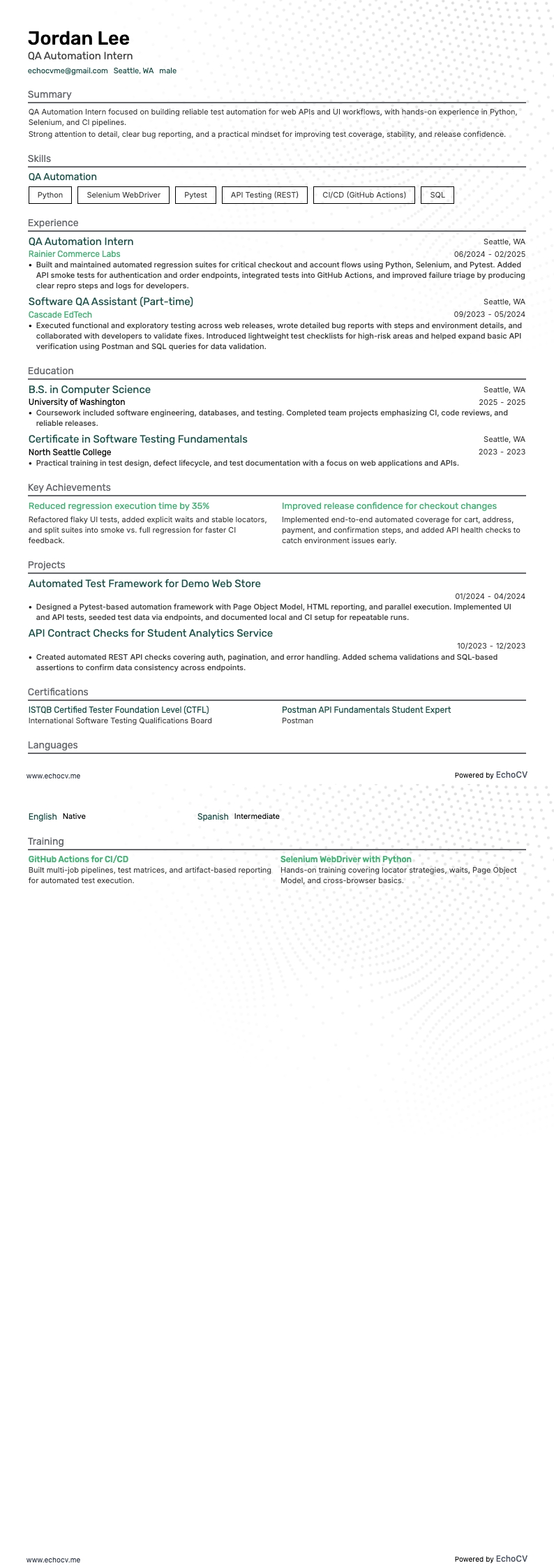 QA Automation Intern full preview