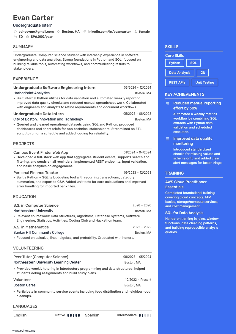 Undergraduate Intern full preview