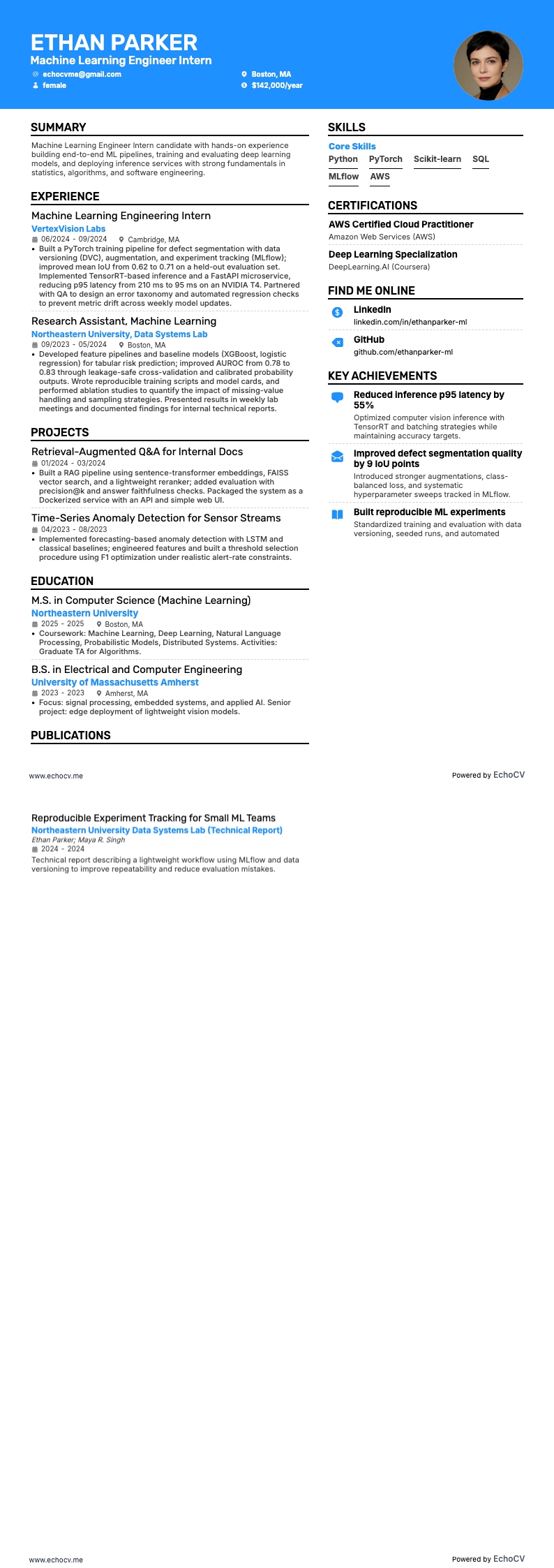 Stage en informatique resume example