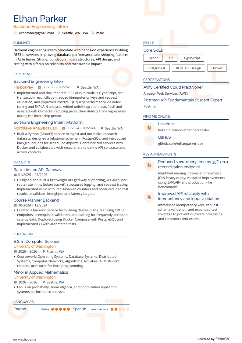 Informatikpraktikum resume example