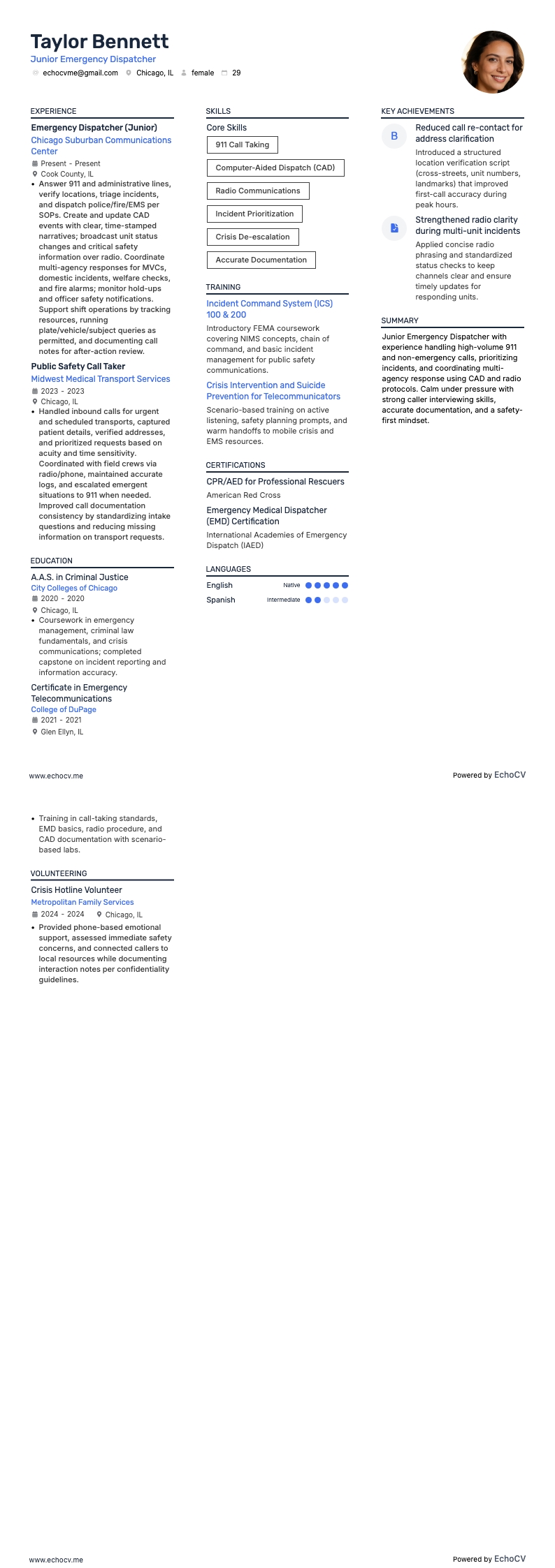 Operador de Emergencias Junior