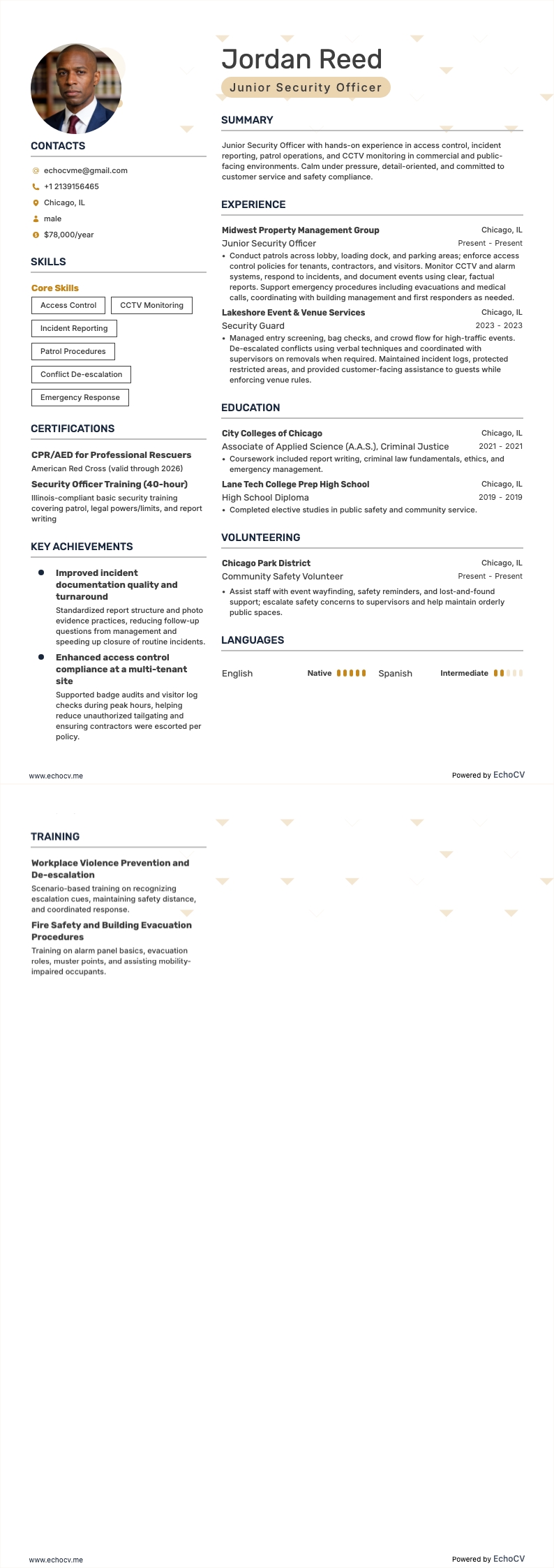 Junior-Sicherheitsbeauftragter example resume