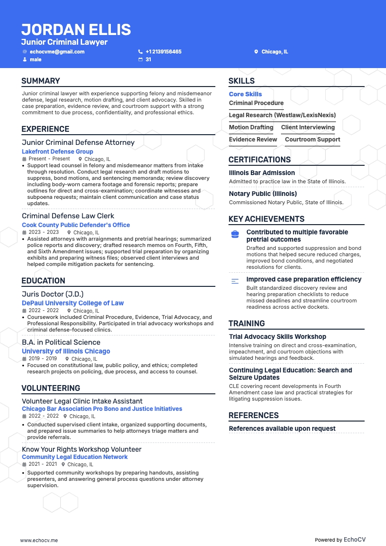 刑事律師 resume example