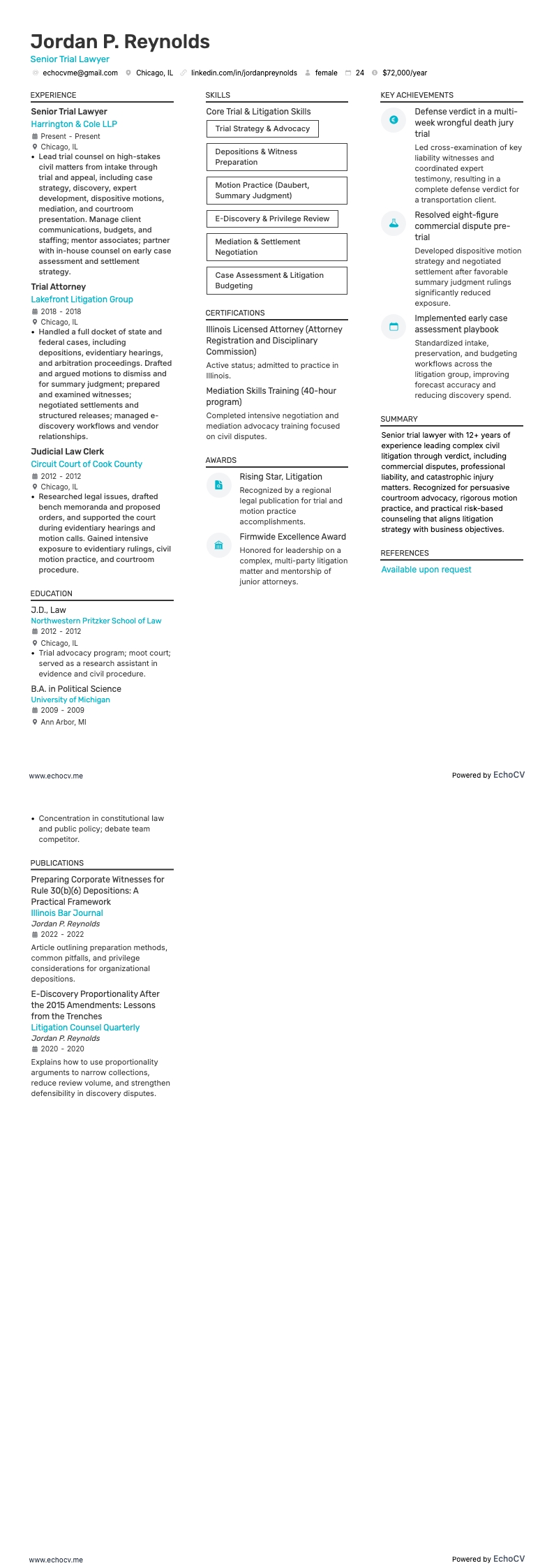 Processadvokat resume example