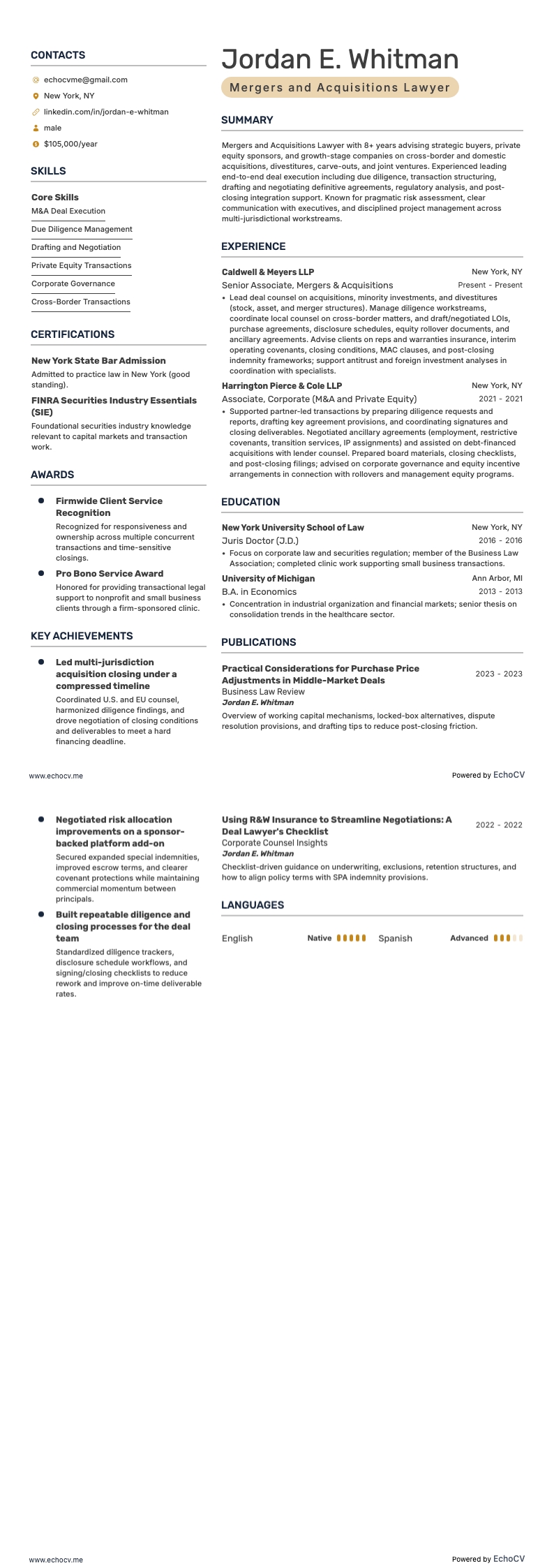 Avocat en droit des affaires resume example