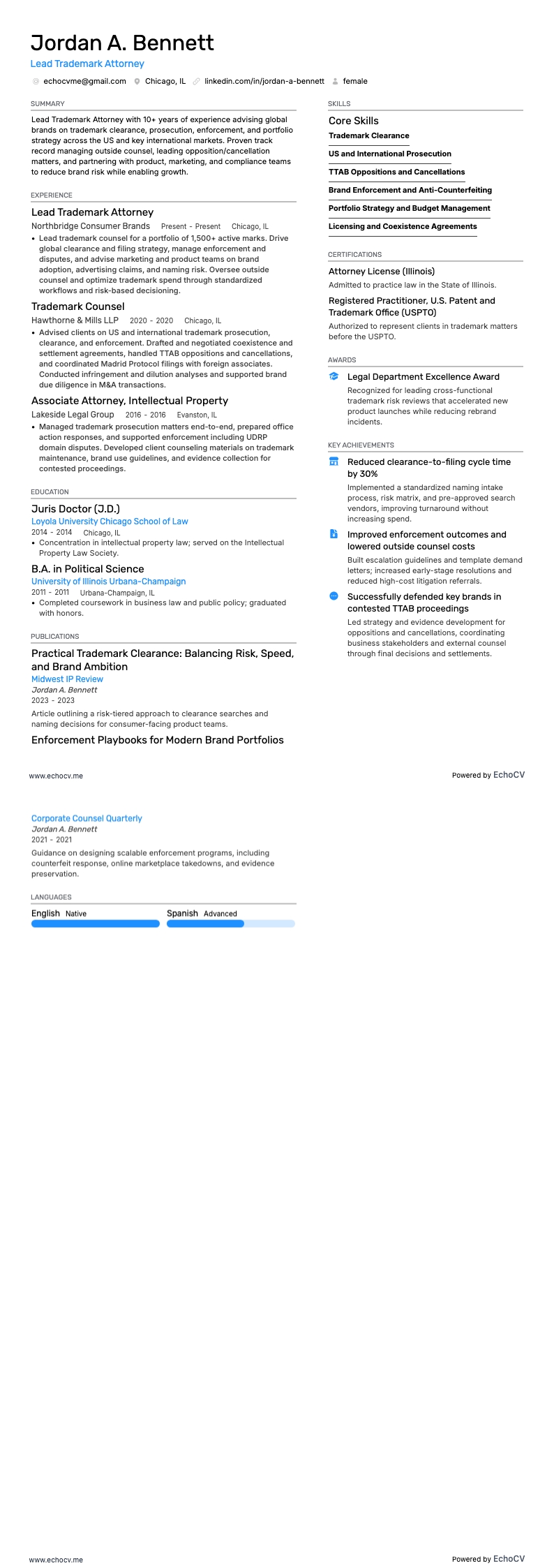 Vista previa completa de Abogado principal de marcas